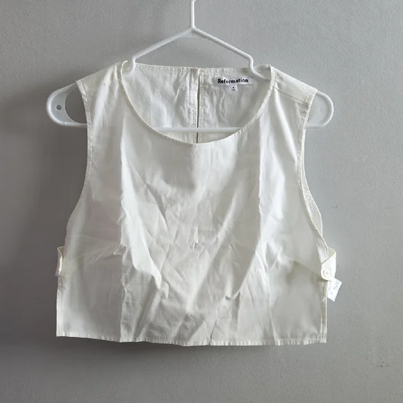 White Reformation Crop Cotton Tank Top Shirt Size 8 - Picture 1 of 8